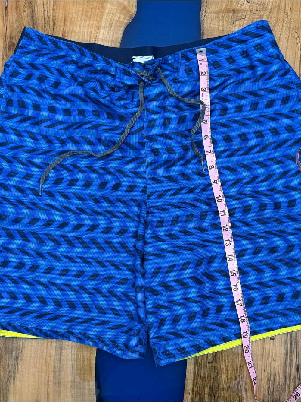 Nike Men’s XL Swim Trunks Blue Geometric Print Drawstring Built-In Support Liner - Picture 3 of 13